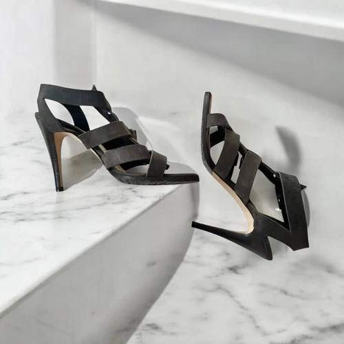 MBT Sandalo Manolo Blahnik Marrone Pidigi Tripla Fibbia Pelle Tacco Tg 38 Italia $890