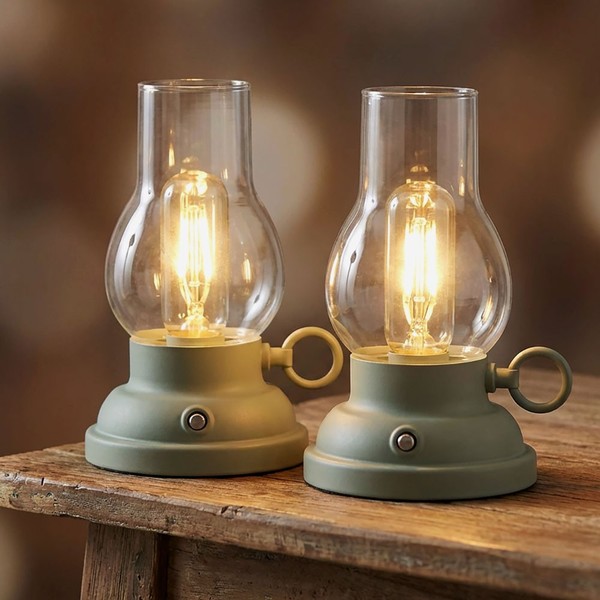 Beistellleuchte Nachttischleuchte Tischlampe Led Akku GrüN Touchdimmer 2Er Set-image