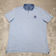 Johnnie-O Polo Shirt Mens XL Blue Striped Short Sleeve Performance Golf Tour
