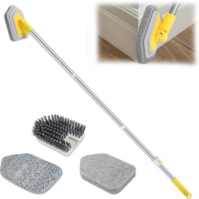 Baseboard Cleaner Tool with Handle 3 Reusable Cleaning Brush Pads | 52'' Shower