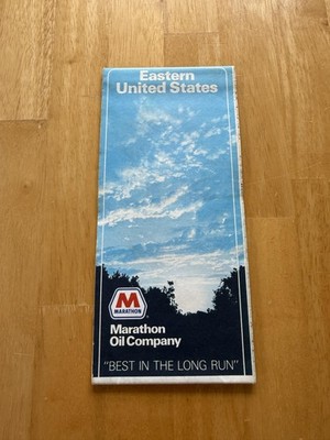 Vintage Marathon Oil Eastern United States Road Map Travel Folded Brochure USA
