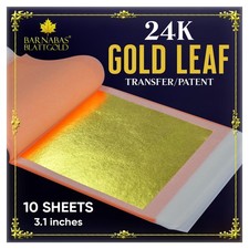 Barnabas Blattgold Gold Leaf - 24K Real Gold 10 Sheets, 3.1 inches - Transf...