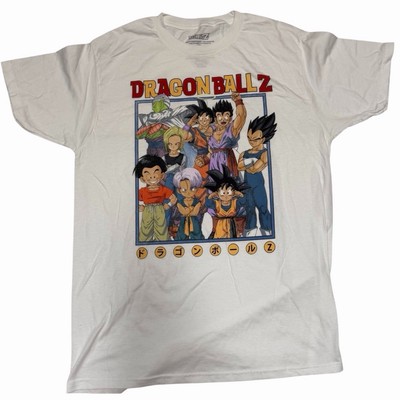 Dragon Ball Z Kanji Characters Graphic Print White Men s T-Shirt - M NWOT