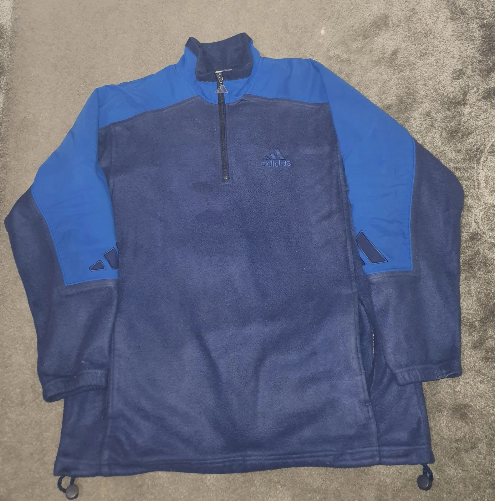 Adidas Logo Navy Blue Long Sleeve 1/4 Zip Fleece Jacket Size M