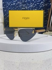 Fendi Cat Eye Sunglasses Gold Metal Frame Black Tinted Plastic Lenses