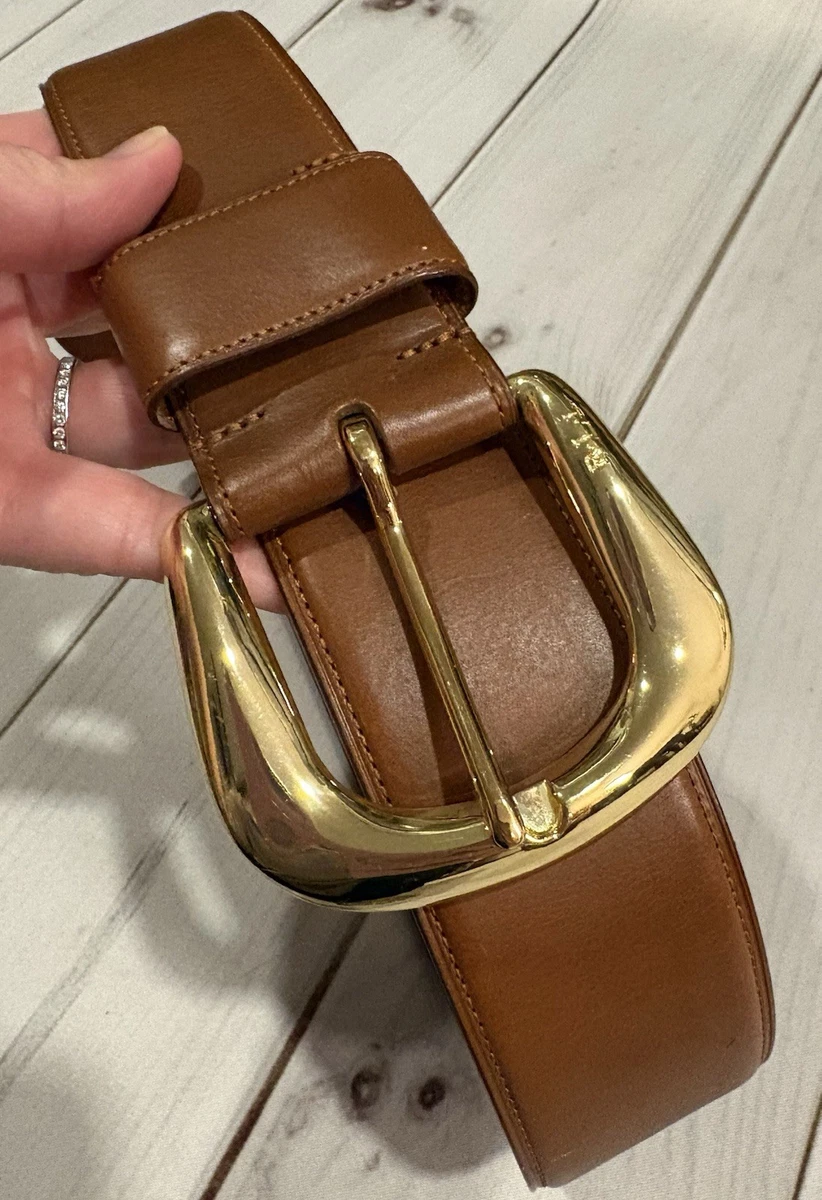 NWOT Ralph Lauren Gold / Cream Reversible Belt Size 1X Logo Reversible Leather Skinny Belt | Ralph Lauren main image 4