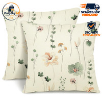 Kissenbezug 40X40Cm 2Er Set Leinen Florales AquarellgemäLde FüR Sofa 2 StüCk