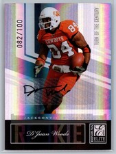 2007 donruss elite football d'juan woods turn of the century rc auto 82/100 #133