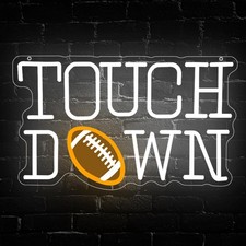 Football Neon Sign, Touch Down Neon Light Signs for Wall Decor Football Rugby...