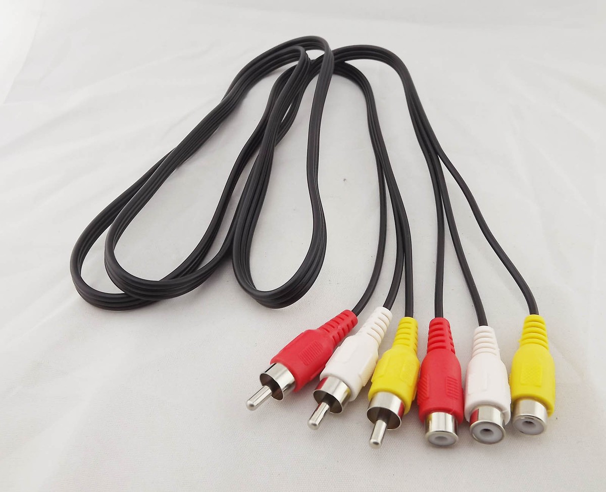 5ft 3 RCA (L+R+V) Male To 3 Female Extension Cable Composite AV TV