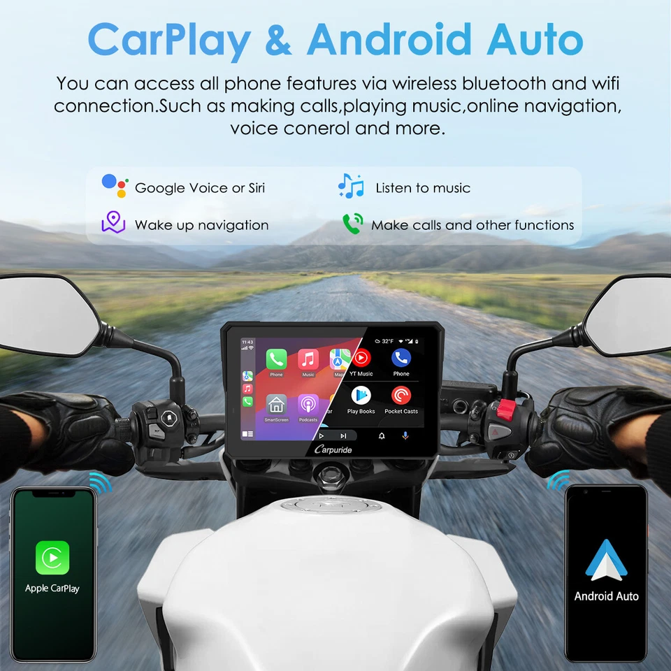 Carpuride W702Pro Wireless Carplay Android Auto Waterproof Touchscreen For Motor - Image 3 of 4