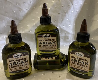 4 Pack Difeel Argan Premium 99% Natural Hair Oil 2.5 oz / Moisturize Thicken