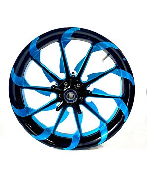 WINGED WHEEL青色★NO.350 NINJA 300 FAT TIRE BLACK & CANDY BLUE TORNADO WHEELS 06-11