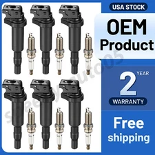 6 Ignition Coils and Spark Plugs For BMW 128i 325i 328i 528i X3 Z4 0221504470