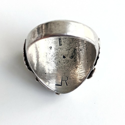 MENS Navajo Style Vintage RING Sterling & Turquoise SZ 12.5 Cracked - Picture 6 of 9