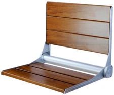 Clevr 18" ADA Compliant Folding Teak Wood Shower Bench Seat Medical Wall Mount