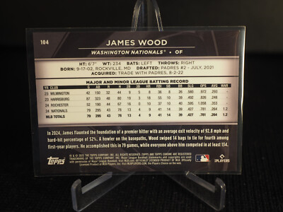 2025 Topps Chrome Black James Wood Blue Refractor Parallel 002/150