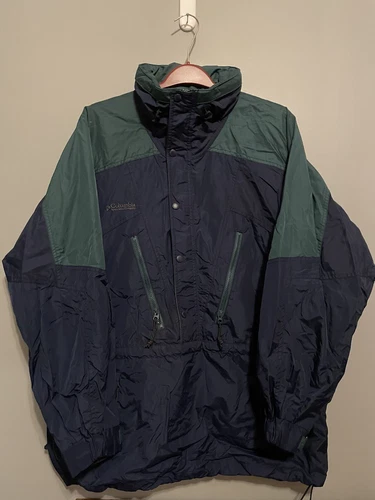 Vintage Columbia Jacket Mens Large Blue Pullover Rain Coat 1990's Outdoor (A438) - product listing photo