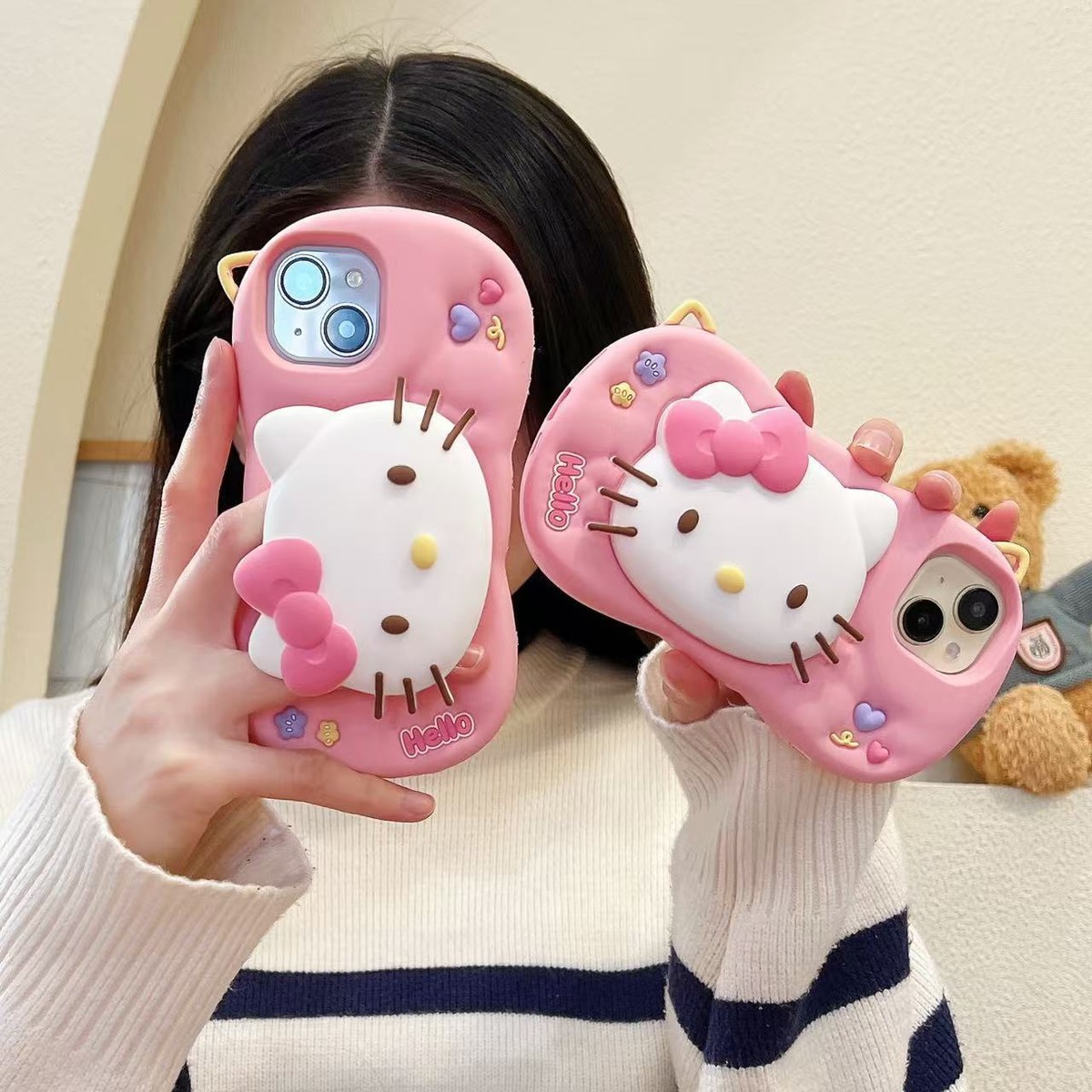 Fr iPhone13 14 15 16 Pro Max 3D Cartoon Kitty Shockproof