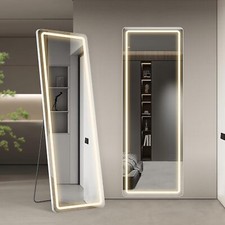 Full Length Mirror with LED Lights Full Body Standing Floor Mirror With Stand