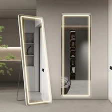 Full Length Mirror with LED Lights Full Body Standing Floor Mirror With Stand