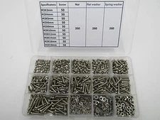 1100pcs M3 Cross pan head Machine screws with washer nuts Assortment Kit