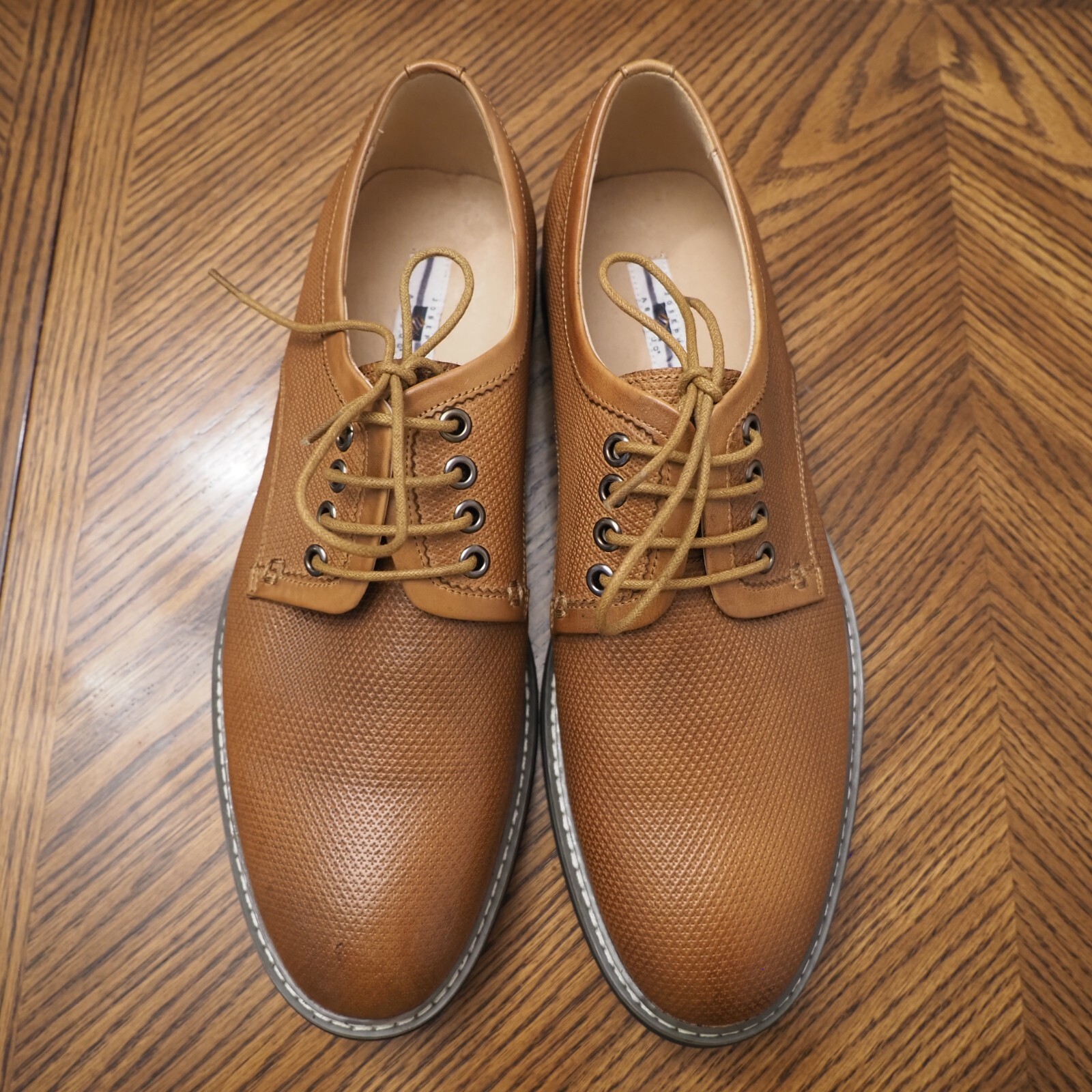 SAOLA Nuove scarpe eleganti Oxford Joseph Abboud Daytona in pelle marrone testurizzata taglia 10