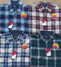 New Mens IZOD Plaid Harbor Twill Heat FX Long Sleeve Shirt Double Chest Pockets