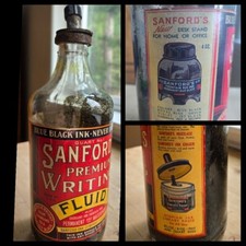   Antique Sanford Permanent Premium Writing Fluid  Quart 1 Black Ink Bottle