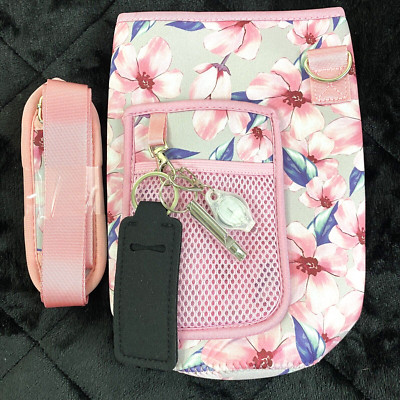 Self Defense Lot Insulated Pink Floral Water Bottle Carrier Light Whistle