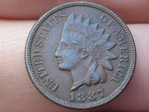 1887 Indian Head Cent Penny- XF Details, Almost 4 Diamonds