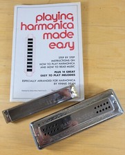 Lot Of 2 Harmonicas. Mississippi Harmonica Co The Bandmaster. Comes With Book