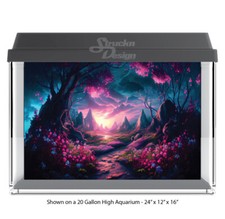 Pink Fantasy Forest Rocky Polyester Fish Tank Glass Backdrop Aquarium Background