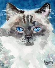 Himalayan Cat Print of Original Fine Art Watercolor by Ron Krajewski