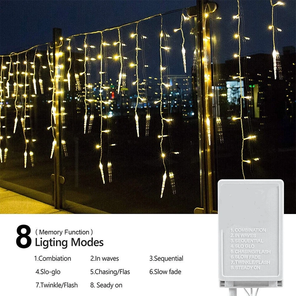 Cortina de lluvia LED de Navidad para caer hielo cadena de luces al aire libre fiesta de Navidad Foto 3 de 4