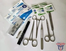 Military Surgical Suture Kit, Suture Set With Scalpel, 24 Piece Kit