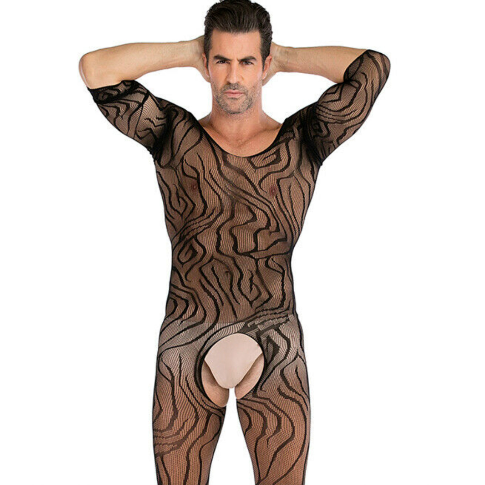 Mens Mesh Underwear Bodysuit Body stockings Sexy Full Figure Crotchless Lingerie image 4