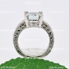 14k Solid White Gold Cocktail  Aquamarine Natural Diamond Ring — photo 6