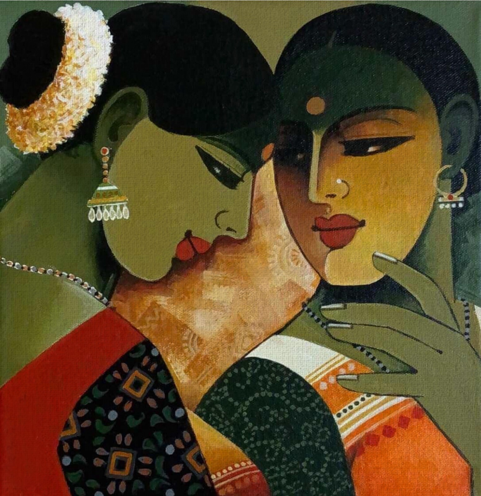 Gossiping | Handmade Painting | Cotton Canvas | Acrylic Color