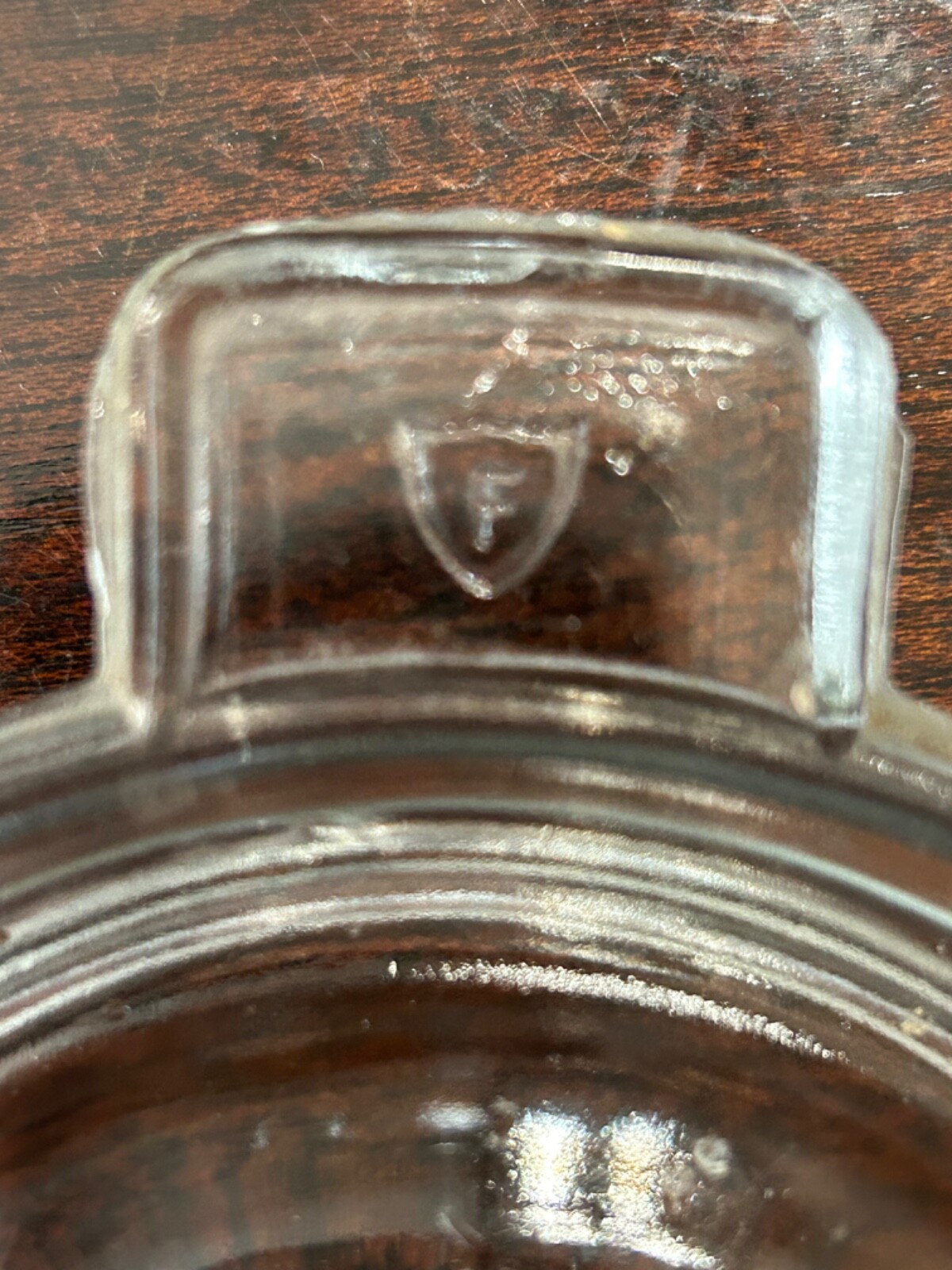 Vintage 30's FEDERAL Glass 5.5" Juicer/Reamer Clear Glass, Tab Handle w/Logo USA