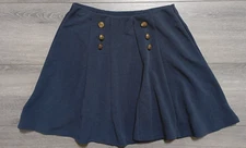 Rue 21 Skirt Womens Junior Medium Navy Blue Gold Buttons Accent Short