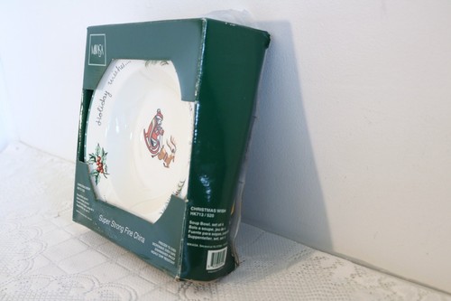 MIKASA ULTIMA+ CHRISTMAS WISH HK713 520 9 1/2 Boxed Set of 4 Lrge Rim Soup Bowls - Afbeelding 8 van 8