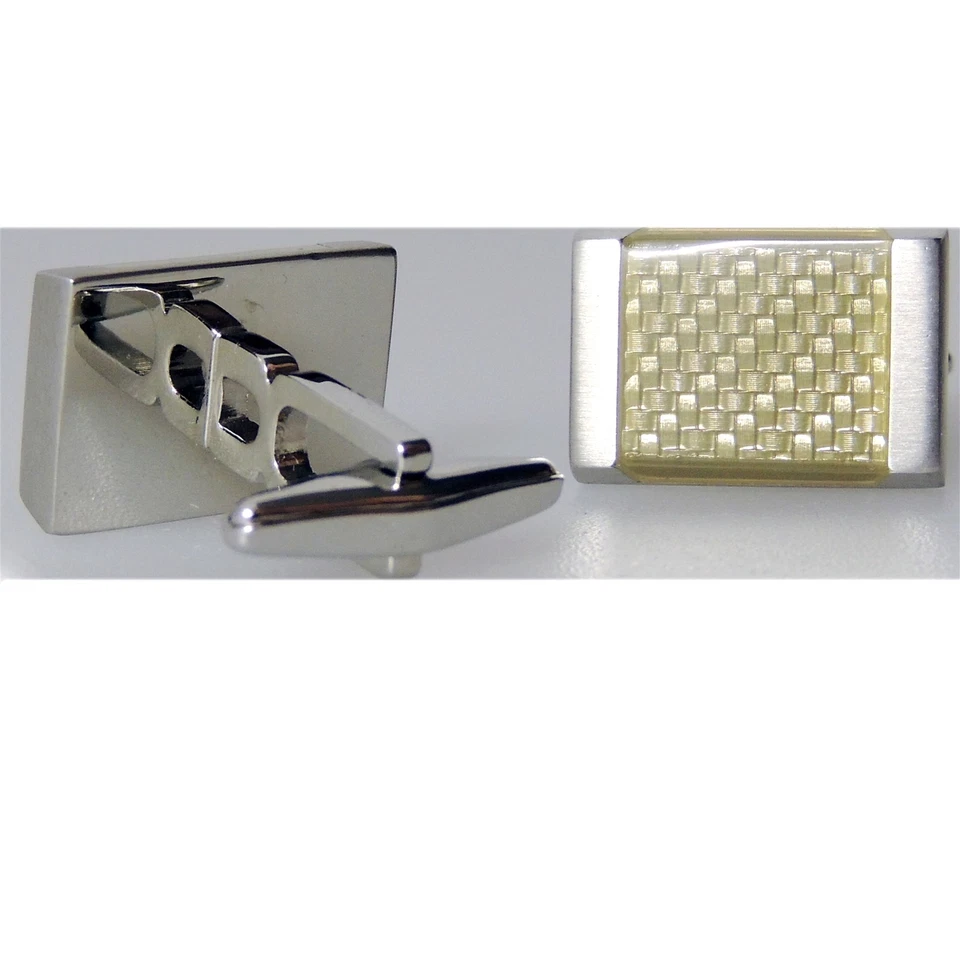 Kenneth Cole Reacción Recta. Gemelos chapados en rodio con esmalte dorado Foto 3 de 3