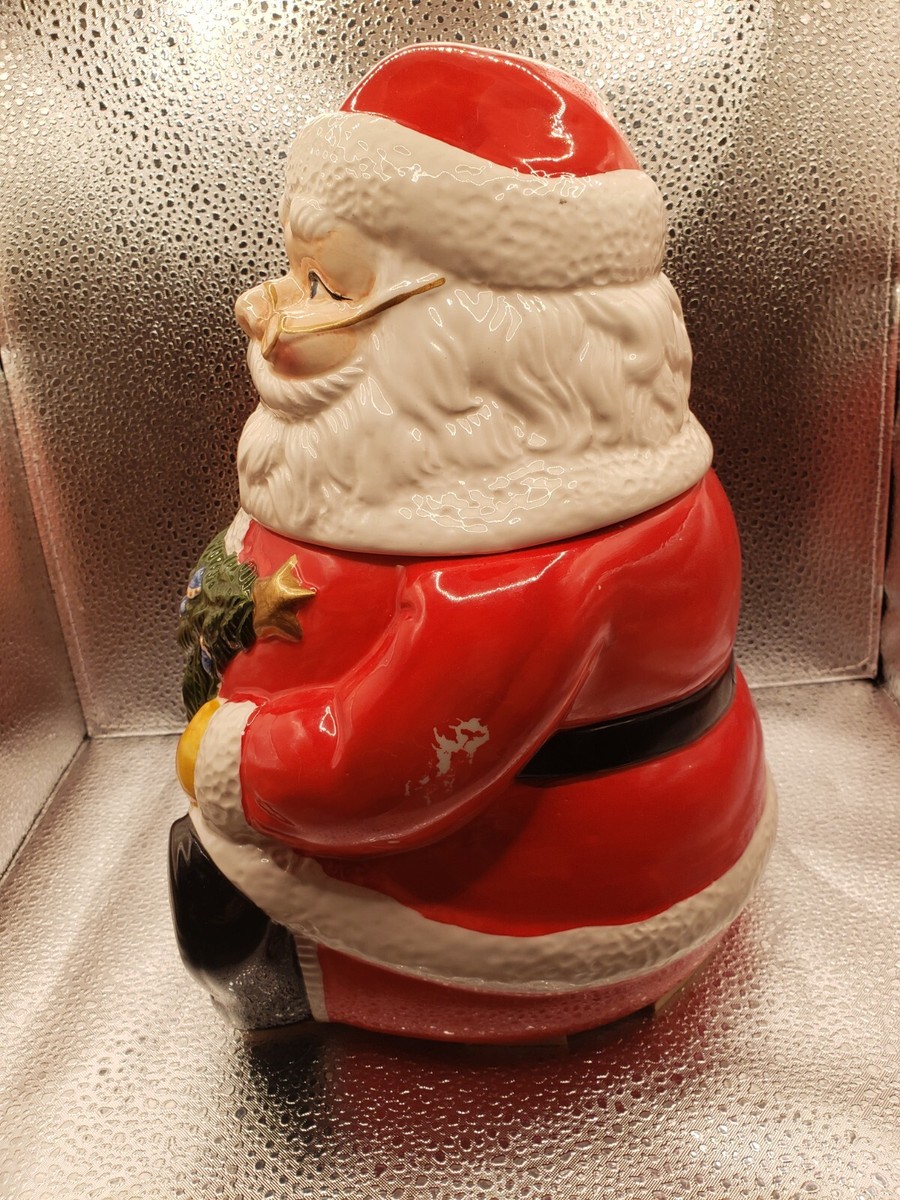 Vintage 90s Sitting Santa Claus Cookie Jar Gibson Ceramic 11.5