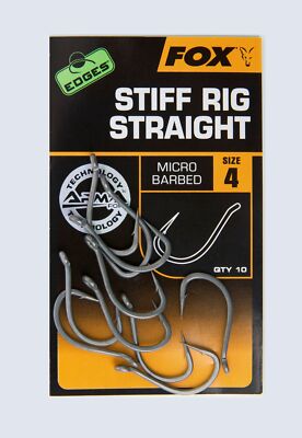 Fox Edges Hooks Stiff Rig Straight Micro Barbed 10 Haken Gr. 2 4 5 6 7 8 Arma