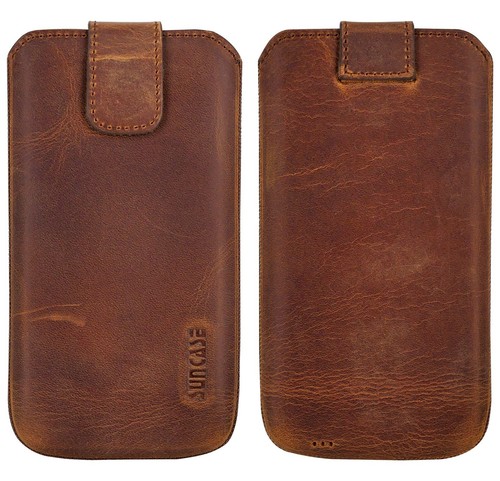 Suncase Etui Komórka Pokrowiec Skórzane etui Antyk Kawa + Silikon Case do iPhone 13 - Zdjęcie 4 z 10