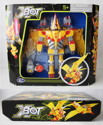 RARE VINTAGE 90'S X-BOT 10'' TRANSFORMING EAGLE ROBOT HAPPY WELL NEW NOS !