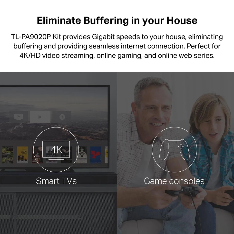 TL PA9020P 2000Mbps Powerline Ethernet Adapter 2 Port AV2000 High Speed - Image 3 of 4