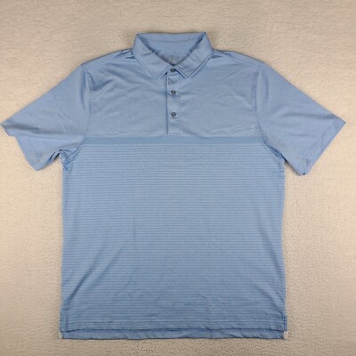 Bobby Jones Polo Shirt Men XL Blue Striped Performance Collection Short Sleeve *