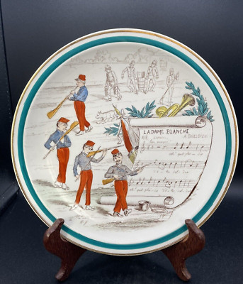 Sujets Musicaux Terre De Fer France La Dame Blanche Plate Antique Original